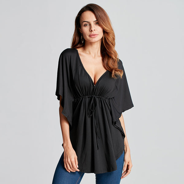 Zanzea Blusas Summer Women Trend 2016 Sexy Casual Loose V Neck Batwing Sleeve Tops Tee Ladies Black Blouses Shirts Plus Size