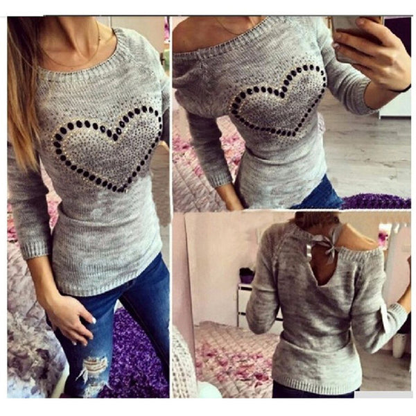 ZANZEA 2017 Autumn Winter Sexy Women Sweaters Small Hollow Halter Sweet Jumpers Casual Pullover Knit Tops Size S-3XL Pull Femme
