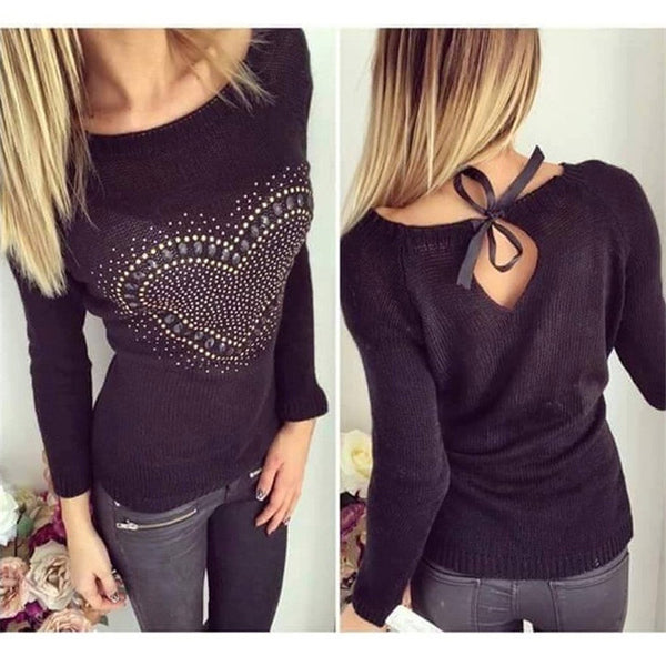 ZANZEA 2017 Autumn Winter Sexy Women Sweaters Small Hollow Halter Sweet Jumpers Casual Pullover Knit Tops Size S-3XL Pull Femme