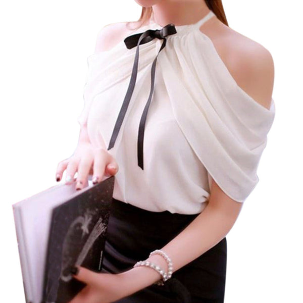 Halter Neck Bowknot Shirts 2017 Zanzea Summer Style Ladies Sexy Off Shoulder Blouse Women Casual Slim Chiffon Tops Blusas