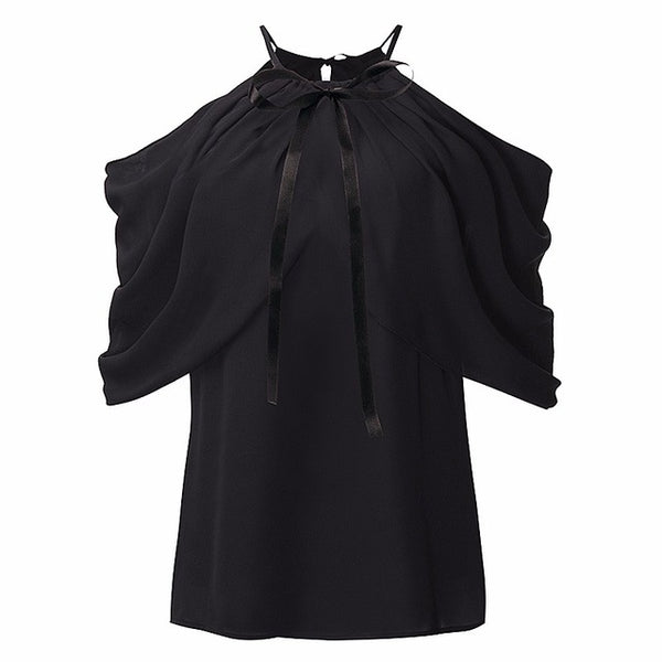 Halter Neck Bowknot Shirts 2017 Zanzea Summer Style Ladies Sexy Off Shoulder Blouse Women Casual Slim Chiffon Tops Blusas