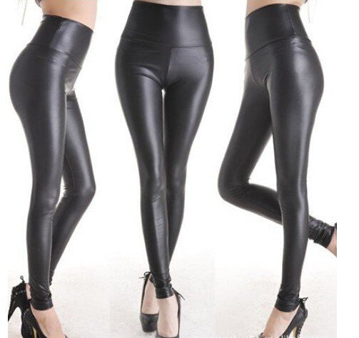 East Knitting Fashion Black Womens Leggings Stretch Leather Sexy High Waist Pants S/M/L 4 Size 1 pair Retail