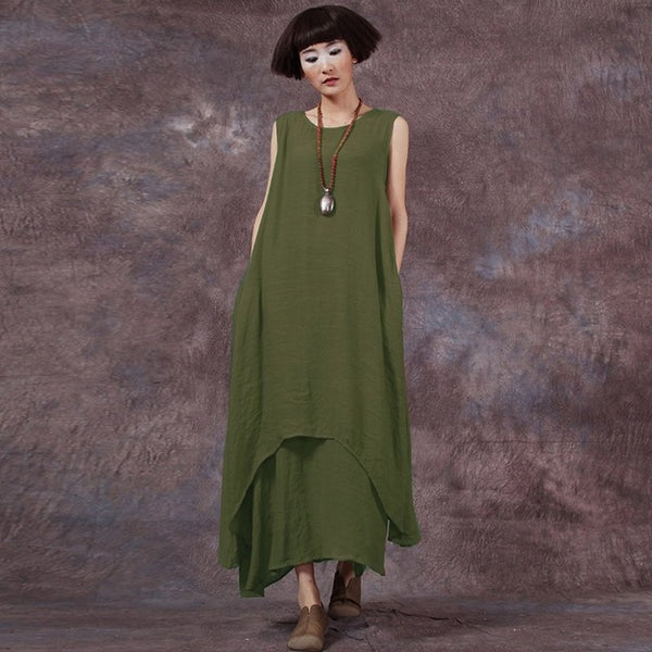 Hot Sale ZANZEA Fashion Summer Dress 2017 Women Casual Loose Cotton Linen Dress Long Dresses Solid Vestidos Plus Size S-5XL