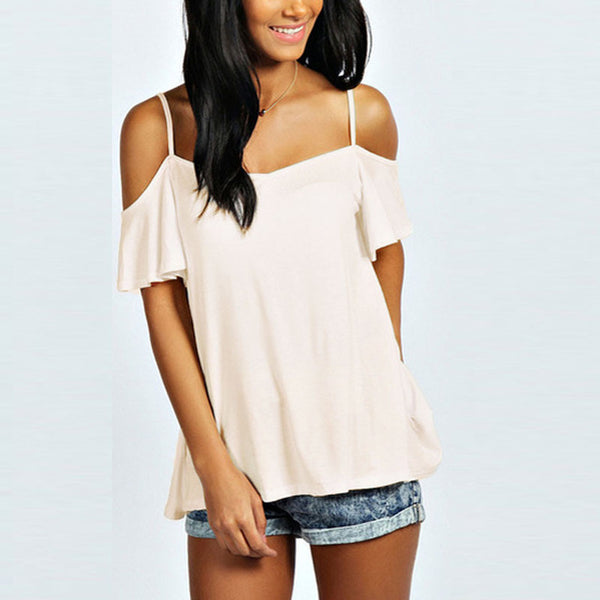 Fashion Off Shoulder T Shirt 2016 Summer Sexy Women Slash Neck Short Sleeve Casual Solid Stretch Top Tees Blusas Plus Size