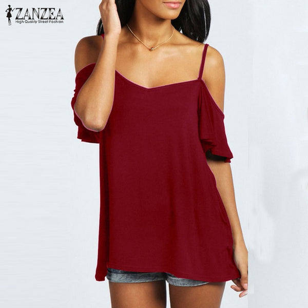 Fashion Off Shoulder T Shirt 2016 Summer Sexy Women Slash Neck Short Sleeve Casual Solid Stretch Top Tees Blusas Plus Size