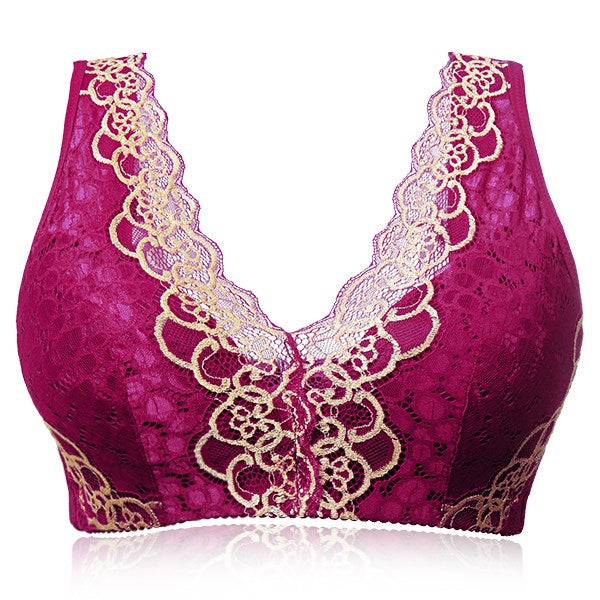 Sexy Women Lace Bralette Bra Fashion Embroidery Underwear Deep V Wireless Brassiere Adjustable Push Up Thin Bra Lingerie Cup C D