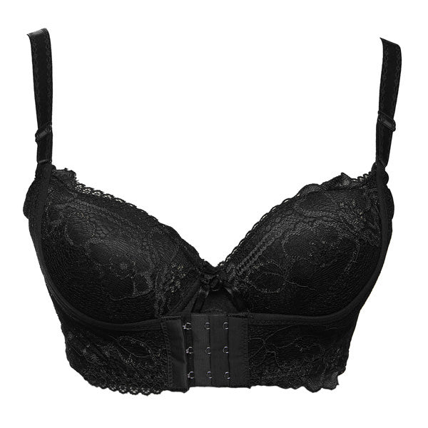 Top Sale 2016 Sexy Women Push Up Lace Bra Boost Front Back Closure 3/4 Cup Padded Side Support Plunge B Cup Brassiere Underwire