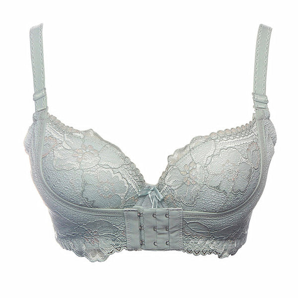 Top Sale 2016 Sexy Women Push Up Lace Bra Boost Front Back Closure 3/4 Cup Padded Side Support Plunge B Cup Brassiere Underwire