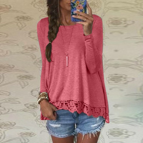 New 2016 Zanzea Fashion T Shirt Women Long Sleeve O-Neck Casual Tops Sexy Lace Crochet Embroidery Top Tees Blusas Plus Size 5XL