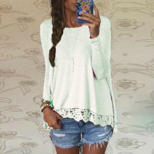 New 2016 Zanzea Fashion T Shirt Women Long Sleeve O-Neck Casual Tops Sexy Lace Crochet Embroidery Top Tees Blusas Plus Size 5XL