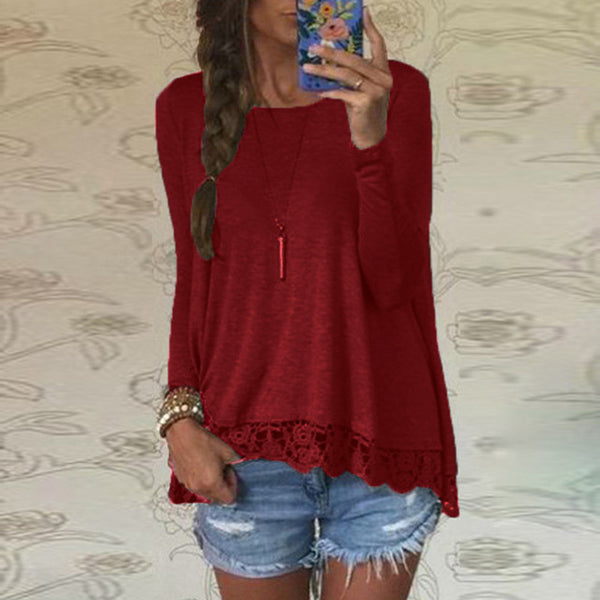 New 2016 Zanzea Fashion T Shirt Women Long Sleeve O-Neck Casual Tops Sexy Lace Crochet Embroidery Top Tees Blusas Plus Size 5XL