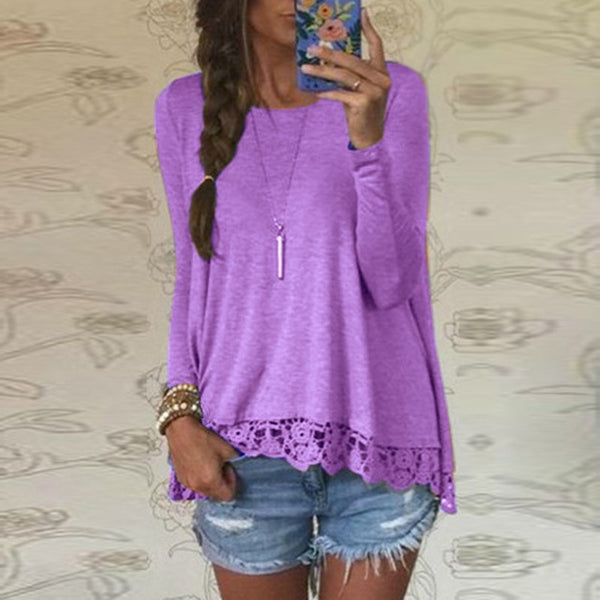 New 2016 Zanzea Fashion T Shirt Women Long Sleeve O-Neck Casual Tops Sexy Lace Crochet Embroidery Top Tees Blusas Plus Size 5XL