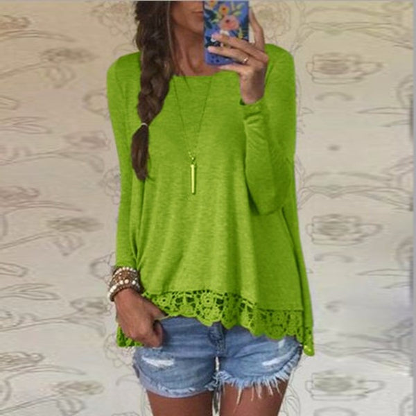New 2016 Zanzea Fashion T Shirt Women Long Sleeve O-Neck Casual Tops Sexy Lace Crochet Embroidery Top Tees Blusas Plus Size 5XL
