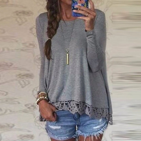 New 2016 Zanzea Fashion T Shirt Women Long Sleeve O-Neck Casual Tops Sexy Lace Crochet Embroidery Top Tees Blusas Plus Size 5XL