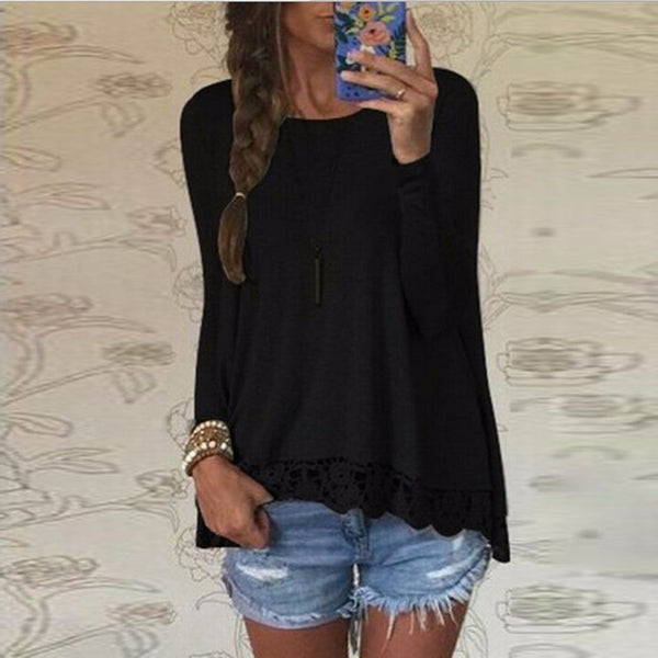 New 2016 Zanzea Fashion T Shirt Women Long Sleeve O-Neck Casual Tops Sexy Lace Crochet Embroidery Top Tees Blusas Plus Size 5XL
