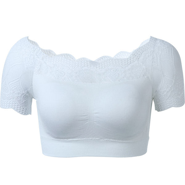 Women Girls Seamless Crop Top with Scoop Neck Sexy Wrapped Chest Strapless Women Lace Bra Tops Underwear Lingerie