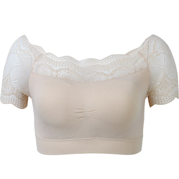 Women Girls Seamless Crop Top with Scoop Neck Sexy Wrapped Chest Strapless Women Lace Bra Tops Underwear Lingerie