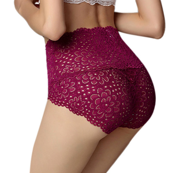 Women High Waist Bamboo Fiber Underwear Briefs Sexy Slim Underwear Panties Thong Lace Hollow Out Ladies Panties Seamless Briefs