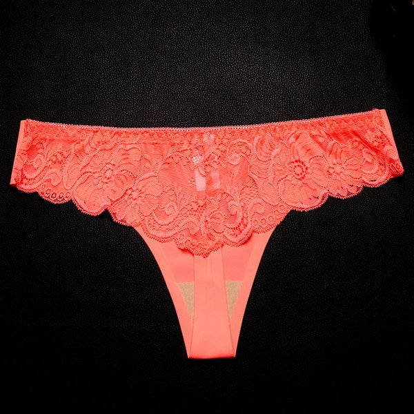 Sexy Women Lace Panties Seamless Low Waist Thongs Breathable Transparent Temptation T-back Lingerie Underwear 6 Colors