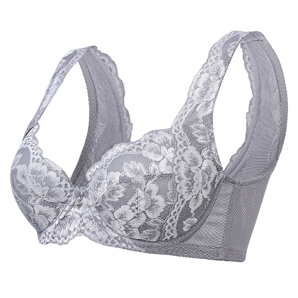 Sexy Women Push Up Bras Gather Thin Lace Embroidery Bra Breathable Brassiere Underwear 4X4Hook-and-eye  Ladies 3/4 Cup Lingerie