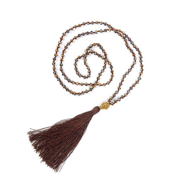 V.YA Gold Color Buddha Necklaces Women's Tassel Necklace Boho Jewelry Weaving Long Necklace Bijoux Femme
