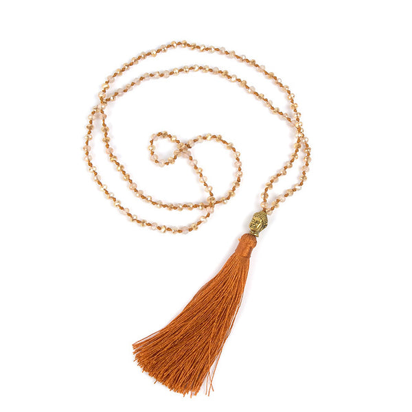 V.YA Gold Color Buddha Necklaces Women's Tassel Necklace Boho Jewelry Weaving Long Necklace Bijoux Femme