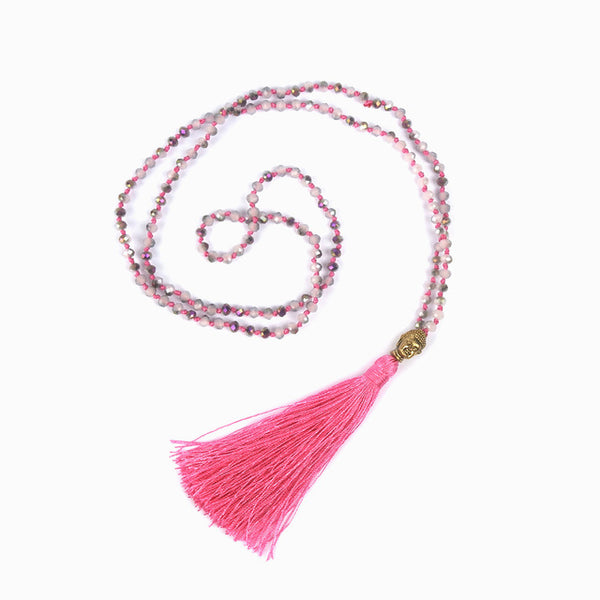 V.YA Gold Color Buddha Necklaces Women's Tassel Necklace Boho Jewelry Weaving Long Necklace Bijoux Femme