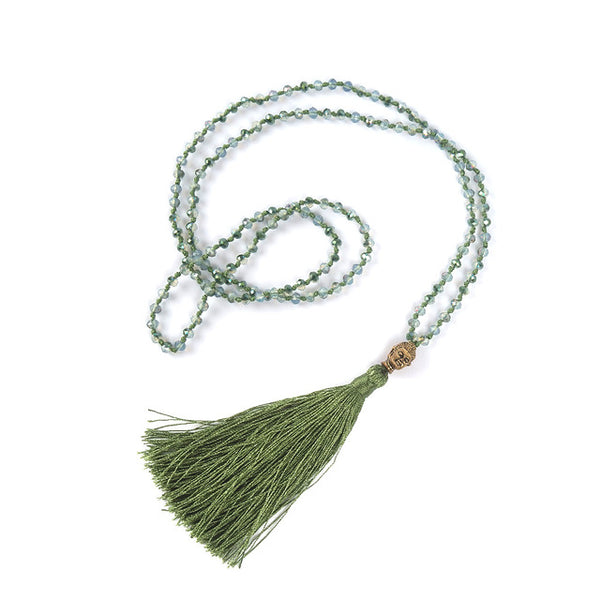 V.YA Gold Color Buddha Necklaces Women's Tassel Necklace Boho Jewelry Weaving Long Necklace Bijoux Femme