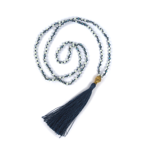 V.YA Gold Color Buddha Necklaces Women's Tassel Necklace Boho Jewelry Weaving Long Necklace Bijoux Femme