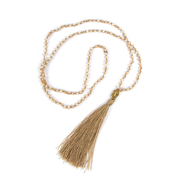 V.YA Gold Color Buddha Necklaces Women's Tassel Necklace Boho Jewelry Weaving Long Necklace Bijoux Femme