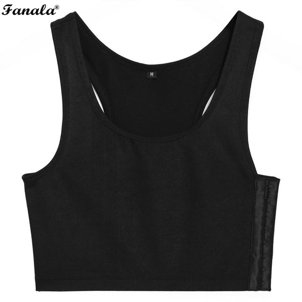Sexy Breathable Buckle Short Chest Breast Women Lady Binder Trans Lesbian White Black Three-breasted Free Shipping