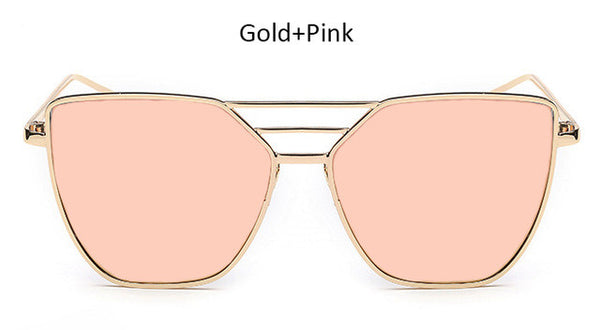 TSHING Fashion Flat Top Sunglasses For Women Fashion Mirror Cat Eye Sun Glasses Ladies Female UV400
