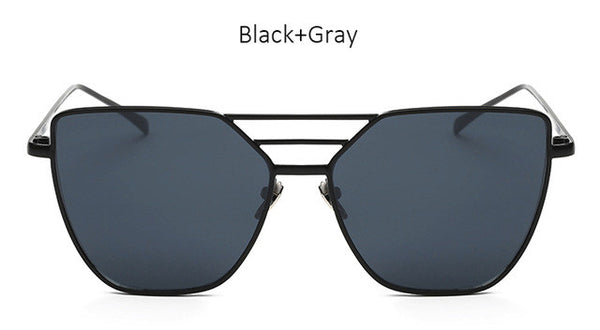 TSHING Fashion Flat Top Sunglasses For Women Fashion Mirror Cat Eye Sun Glasses Ladies Female UV400