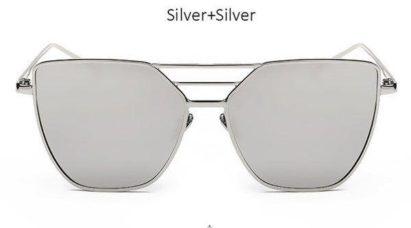 TSHING Fashion Flat Top Sunglasses For Women Fashion Mirror Cat Eye Sun Glasses Ladies Female UV400