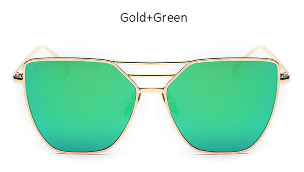 TSHING Fashion Flat Top Sunglasses For Women Fashion Mirror Cat Eye Sun Glasses Ladies Female UV400
