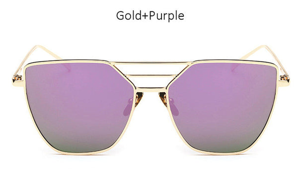 TSHING Fashion Flat Top Sunglasses For Women Fashion Mirror Cat Eye Sun Glasses Ladies Female UV400