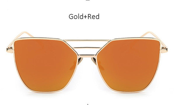 TSHING Fashion Flat Top Sunglasses For Women Fashion Mirror Cat Eye Sun Glasses Ladies Female UV400