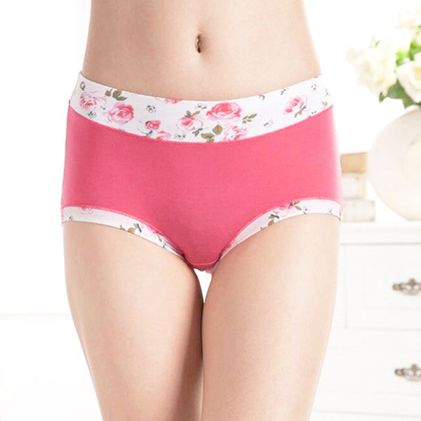 Women Panties Bamboo Fiber Seamless Sexy Femme Briefs Mid Waist Fashion Floral Print Underwear Breathable Lingerie