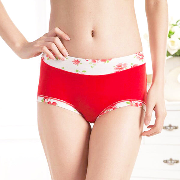 Women Panties Bamboo Fiber Seamless Sexy Femme Briefs Mid Waist Fashion Floral Print Underwear Breathable Lingerie