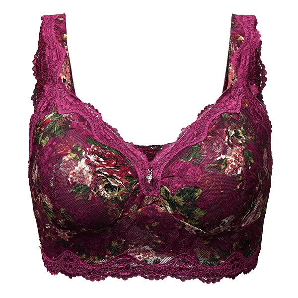 Women's Floral Print Push Up Bras Sexy Lace Wireless Seamless Full Cup Vest Bras Brassiere Female Underwear Lingerie