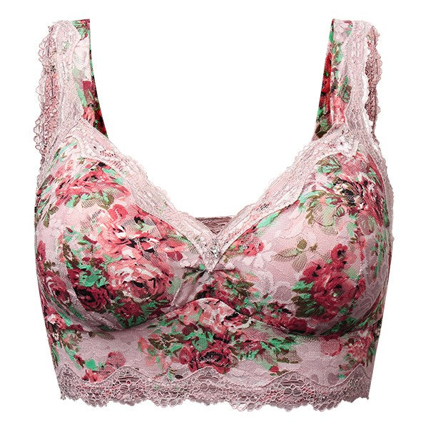 Women's Floral Print Push Up Bras Sexy Lace Wireless Seamless Full Cup Vest Bras Brassiere Female Underwear Lingerie