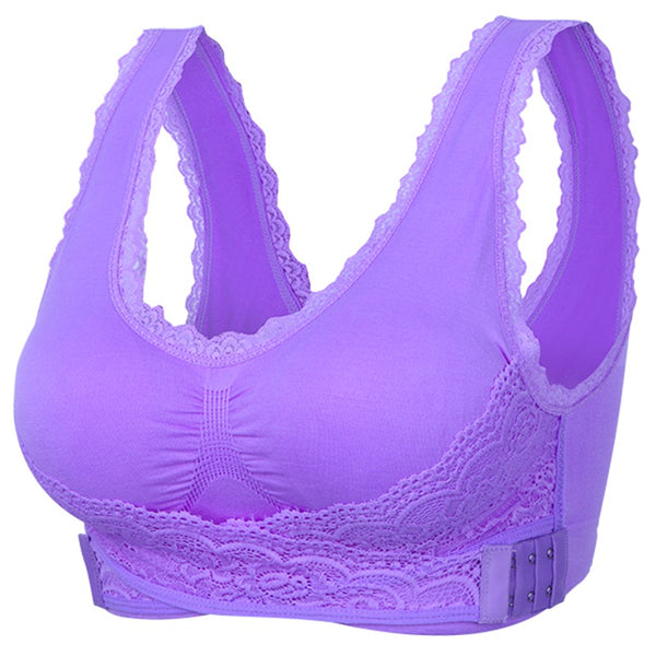 Sexy Women Lace Bras Side Closure Push Up Sporty Vest Bra Wirefree Seamless Breathable Adjusted Underwear