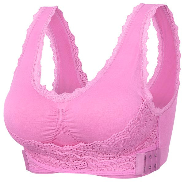 Sexy Women Lace Bras Side Closure Push Up Sporty Vest Bra Wirefree Seamless Breathable Adjusted Underwear