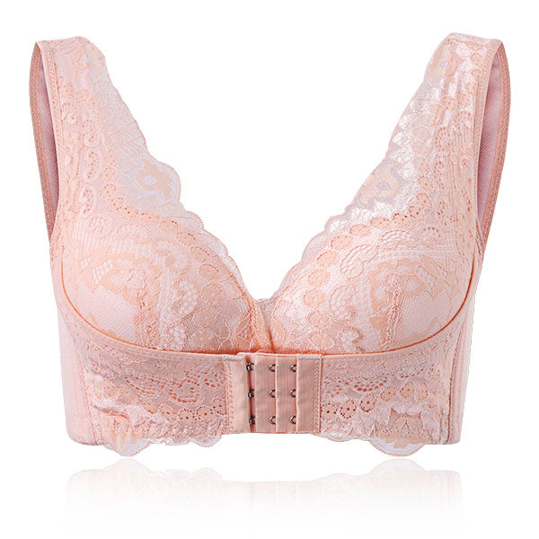 Sexy Women's Lace Wireless Bra Front Back Closure Gather Push Up Lingerie Bras Women 3/4 Cup Adjustable Underwear