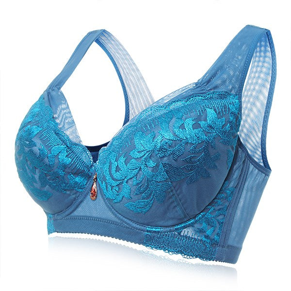 Lace Embroidery Women Underwear Push Up Three Hook-and-eye Sexy Brassiere Vest Bras Underwire Thin Lingerie Women Full Cup