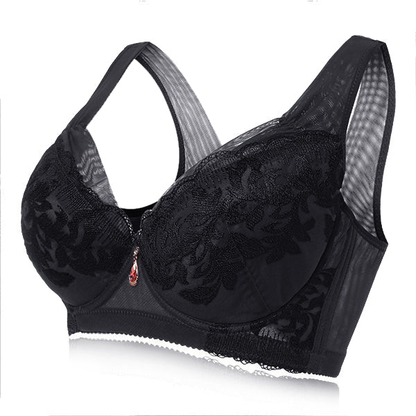 Lace Embroidery Women Underwear Push Up Three Hook-and-eye Sexy Brassiere Vest Bras Underwire Thin Lingerie Women Full Cup