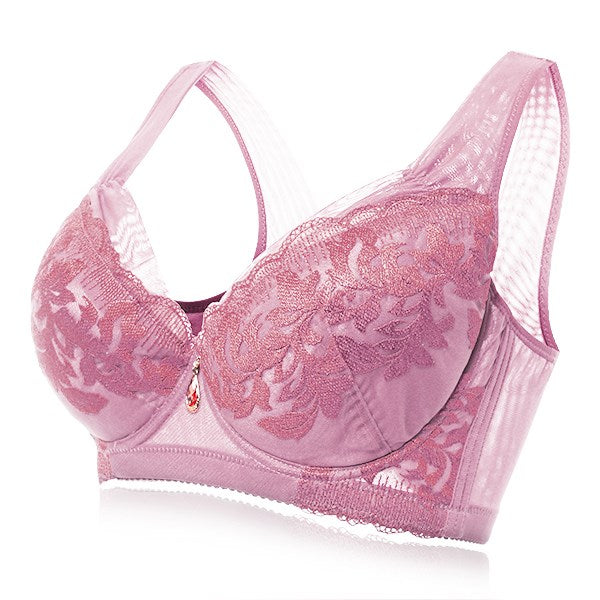 Lace Embroidery Women Underwear Push Up Three Hook-and-eye Sexy Brassiere Vest Bras Underwire Thin Lingerie Women Full Cup