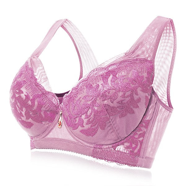 Lace Embroidery Women Underwear Push Up Three Hook-and-eye Sexy Brassiere Vest Bras Underwire Thin Lingerie Women Full Cup