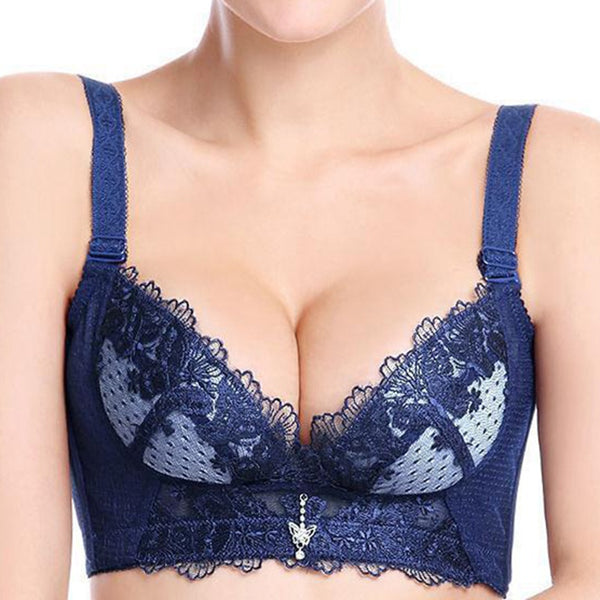Sexy Women Lace Bralette Bra Fashion Embroidery Wireless Push Up Adjustable Lingerie Women Thin Underwear Cup B-F
