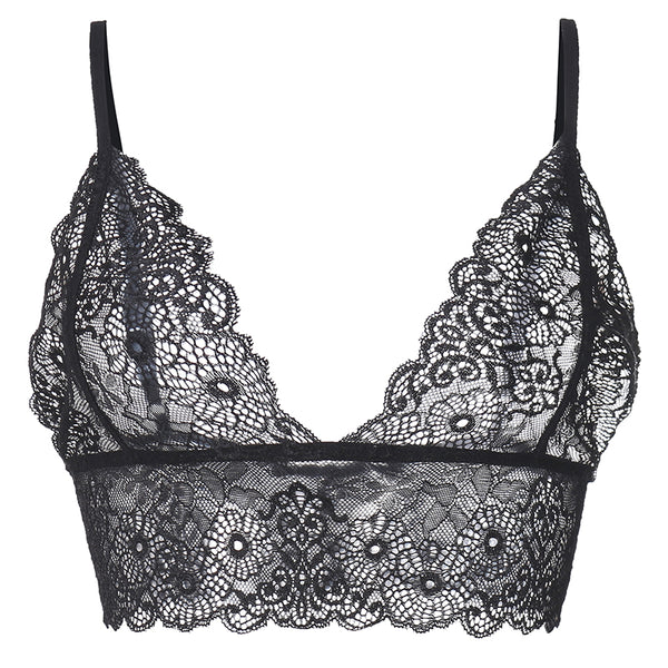 2017 Women Bra Lace Floral Crochet Bralette Intimates Fashion Sexy Beach Transparent V Neck Unlined Wireless Bras Crop Tops